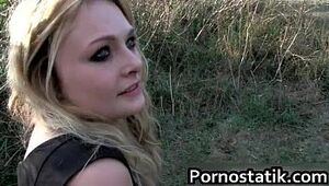 Nasty blonde slut goes dogging to find